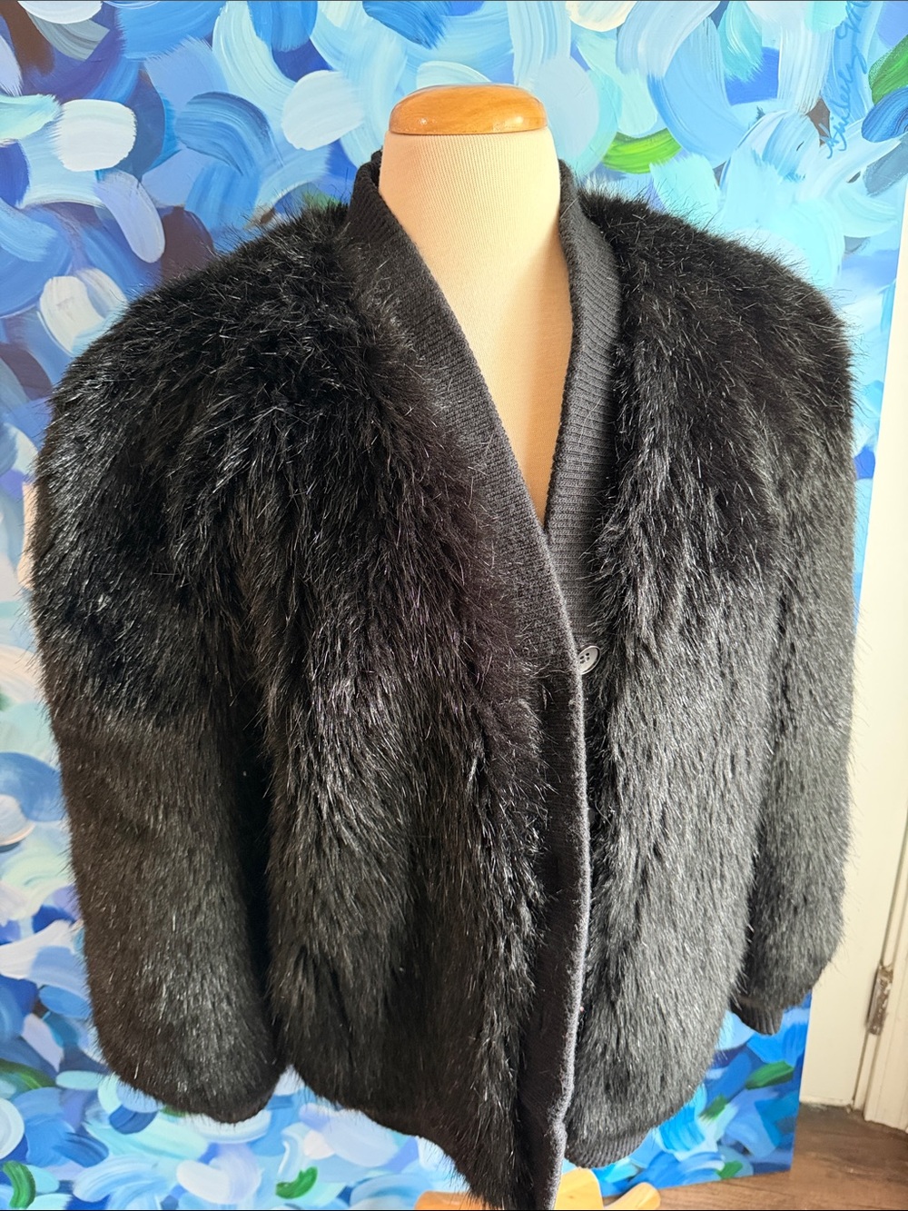 Lilli Ann vintage Black Faux Fur Women's Jacket - Classic Cozy Outerwear S/M
